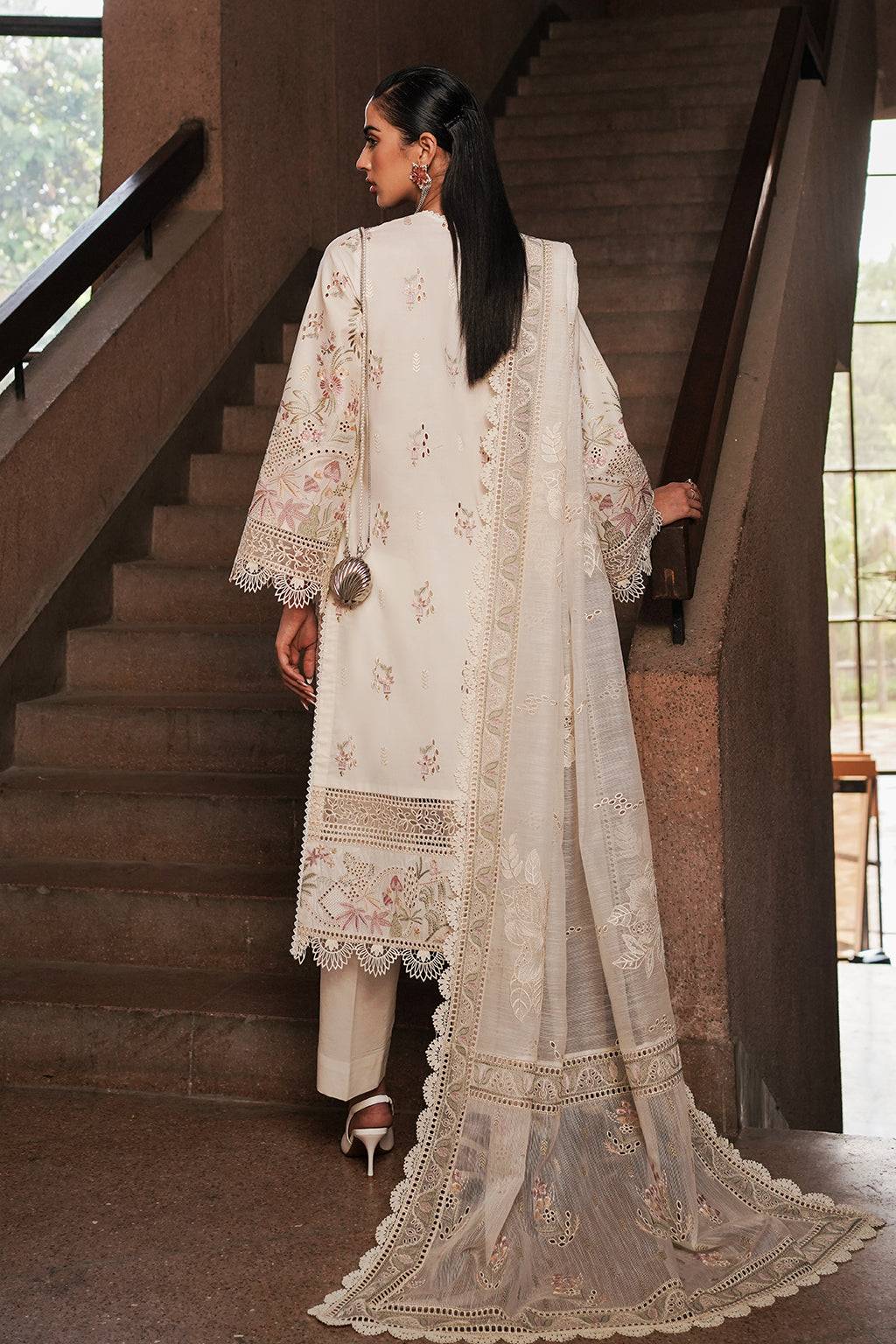Afrozeh | Chikankari Lawn 24 | Gypsum - Pakistani Designer Dress - by Afrozeh | Type: Luxury - 100% Original at Saira Sultan