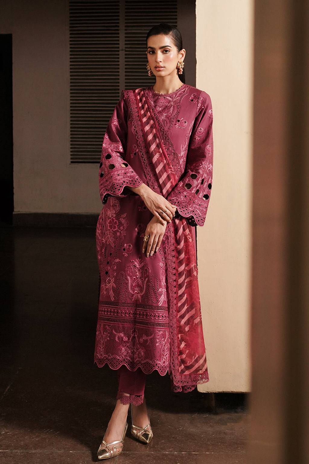 Afrozeh | Chikankari Lawn 24 | Cordovan - Pakistani Designer Dress - by Afrozeh | Type: Luxury - 100% Original at Saira Sultan