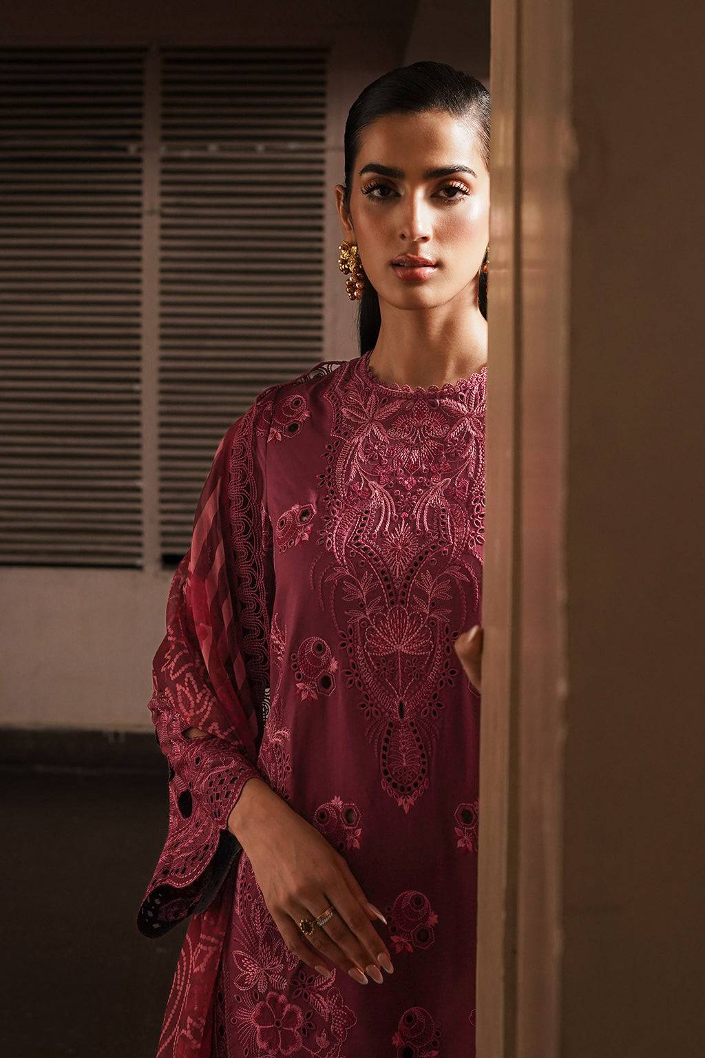 Afrozeh | Chikankari Lawn 24 | Cordovan - Pakistani Designer Dress - by Afrozeh | Type: Luxury - 100% Original at Saira Sultan