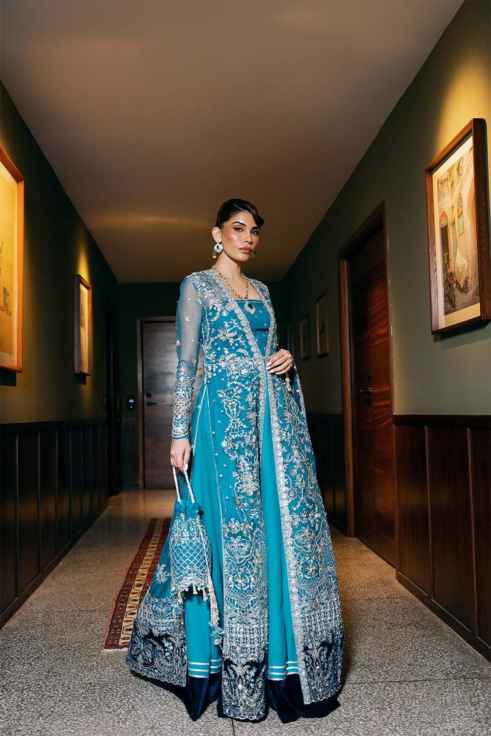 Saira Rizwan | Festive Formals 24 | ALORA-SRF-D-06 XS Teal Organza