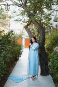 Erum Khan | Nue 25 | Serene Sky M Light Blue Pure Raw Silk