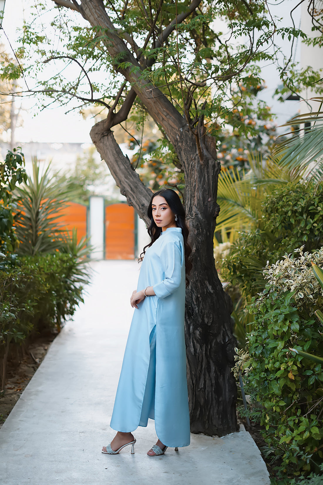 Erum Khan | Nue 25 | Serene Sky XS Light Blue Pure Raw Silk