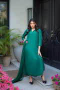 Erum Khan | Nue 25 | Ocean Jewel M Emerald Green Pure Raw Silk