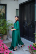 Erum Khan | Nue 25 | Ocean Jewel S Emerald Green Pure Raw Silk