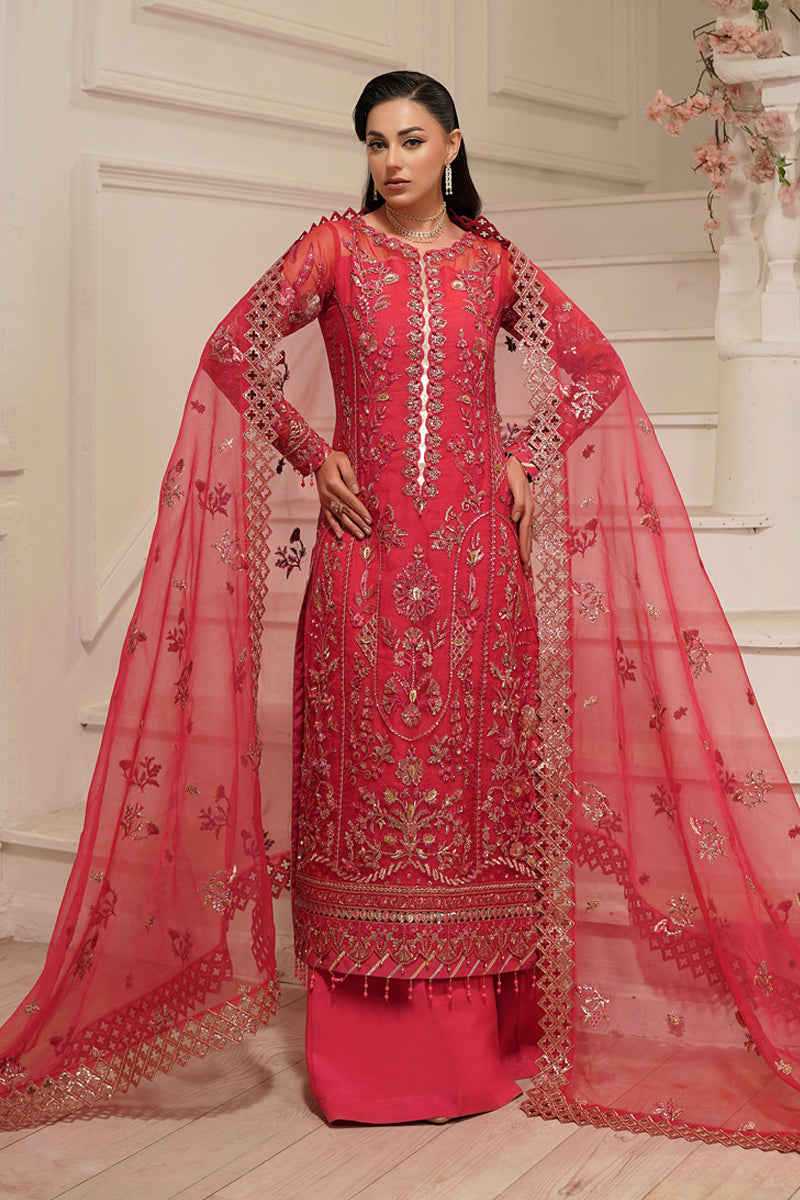 Maryams | Tabeer Luxury Collection | Alyzeh XS Coral Pink Organza