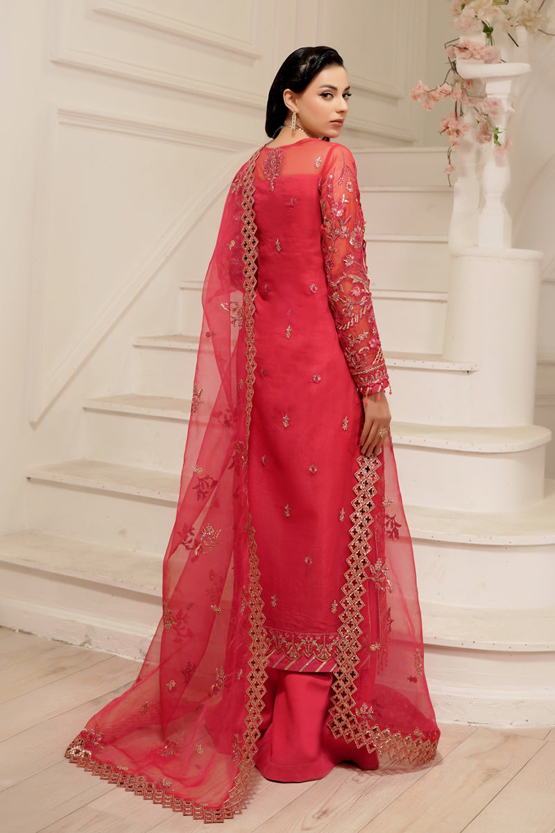 Maryams | Tabeer Luxury Collection | Alyzeh XS Coral Pink Organza