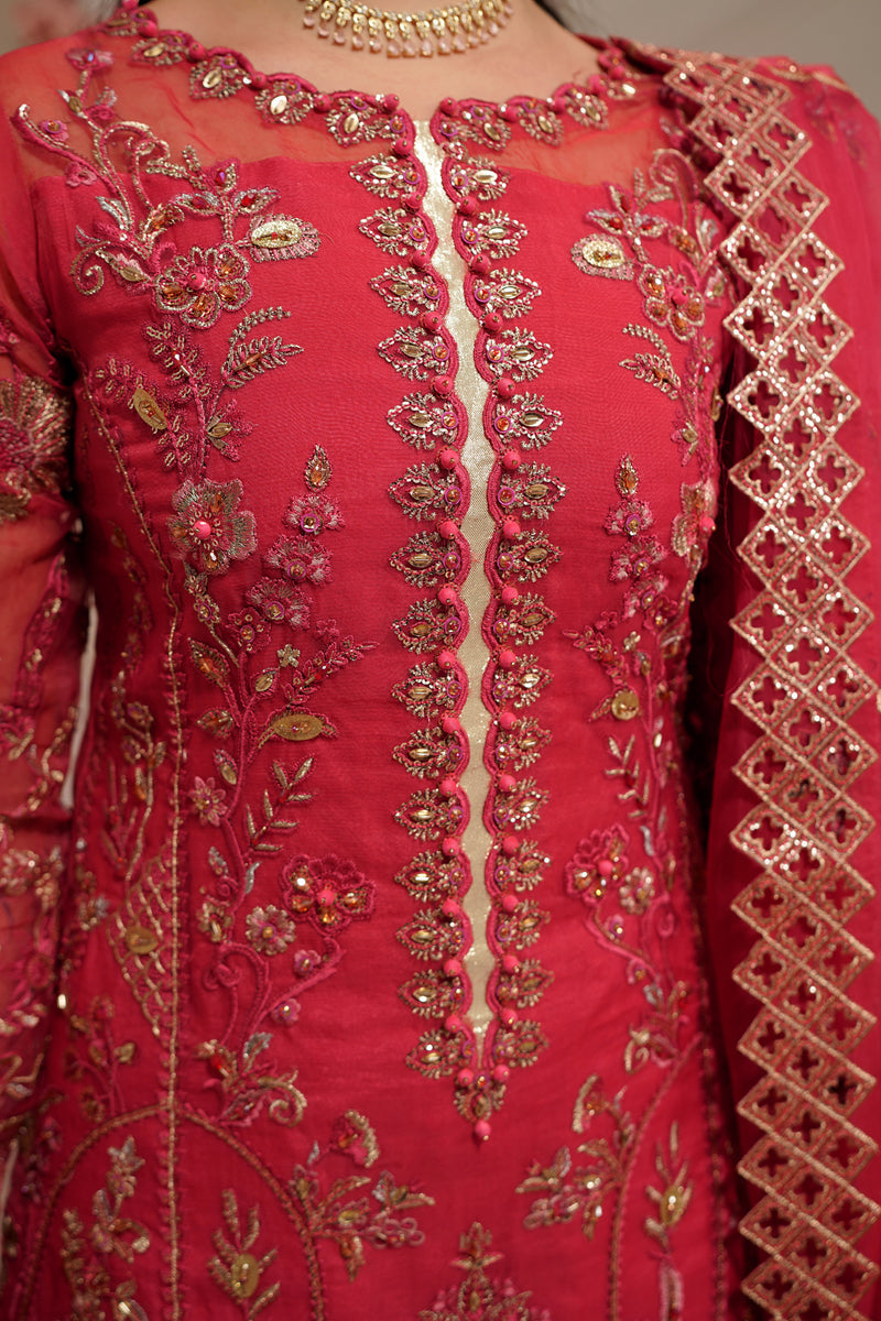 Maryams | Tabeer Luxury Collection | Alyzeh M Coral Pink Organza