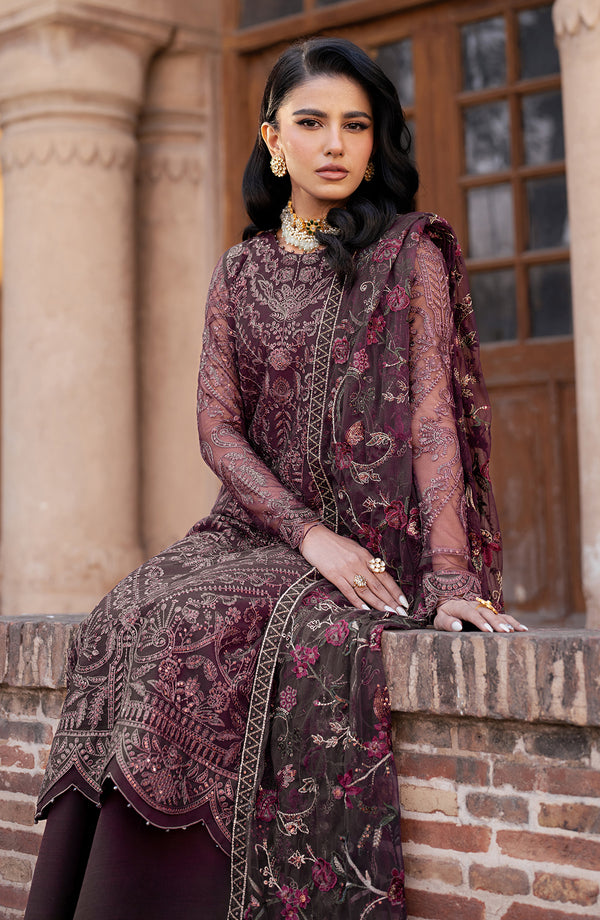Zarif | Shehnai Luxury Wedding Edit | SEMIRA Custom Size Plum Net