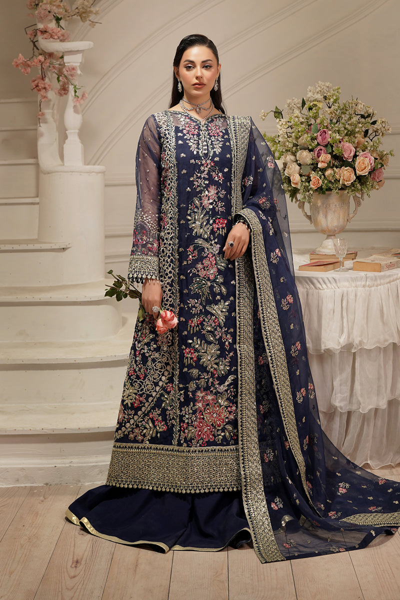 Maryams | Tabeer Luxury Collection | Naqsh XS Navy Organza