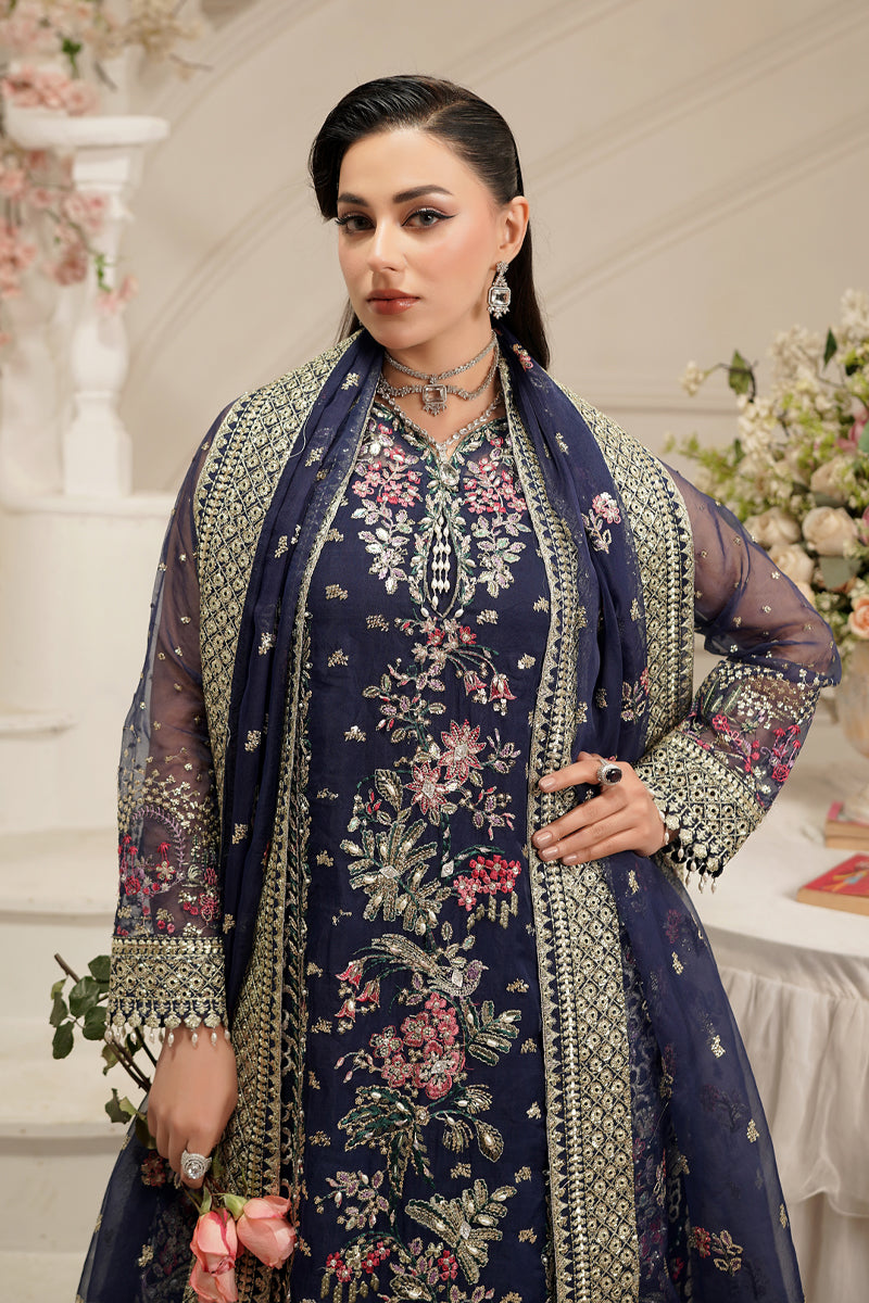 Maryams | Tabeer Luxury Collection | Naqsh M Navy Organza