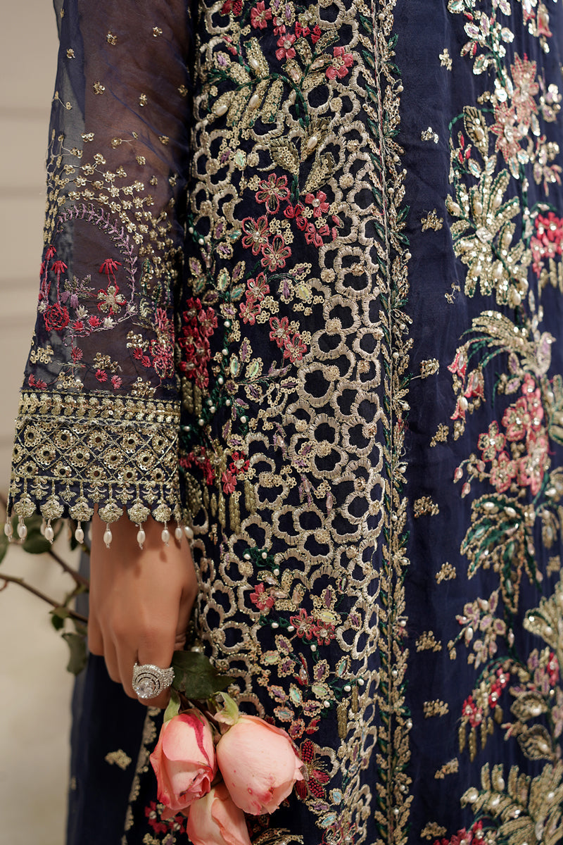 Maryams | Tabeer Luxury Collection | Naqsh L Navy Organza