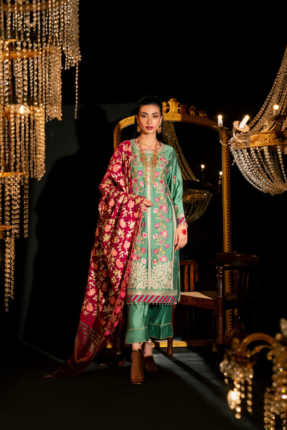 AlKaram | Festive Summer 25 | FC-9D-25-Sage XS Sage Green Silk