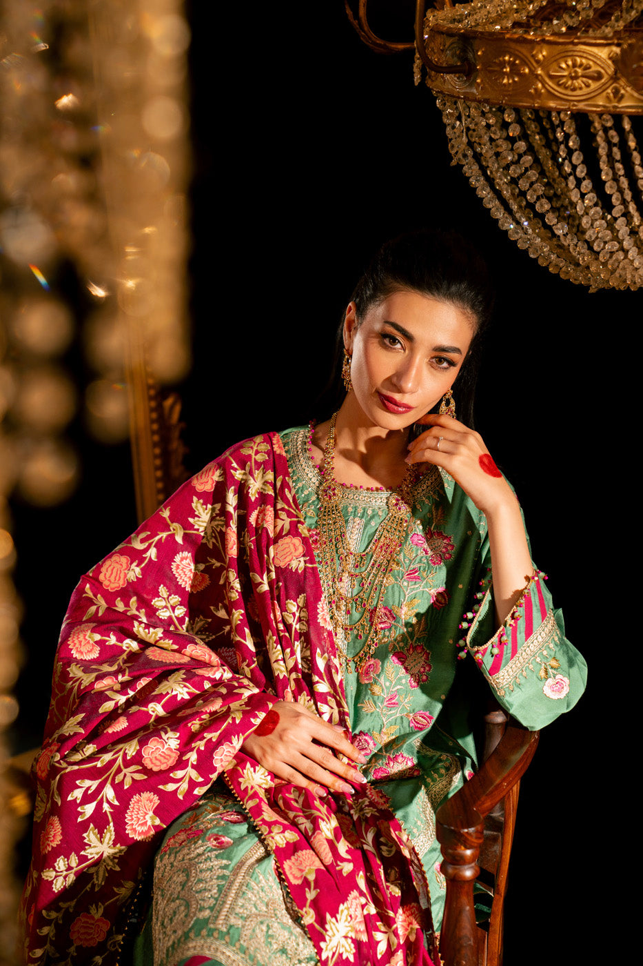 AlKaram | Festive Summer 25 | FC-9D-25-Sage M Sage Green Silk