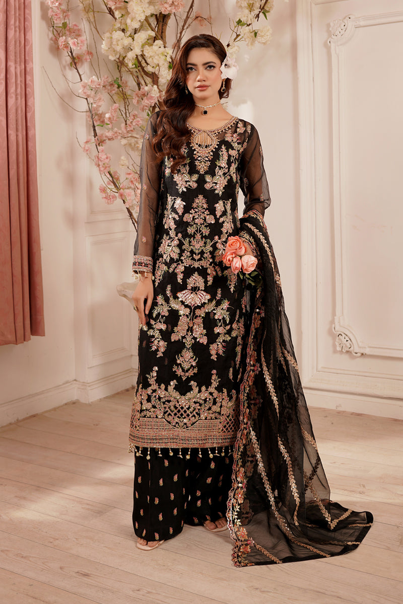 Maryams | Tabeer Luxury Collection | Arzoo XL Black Organza