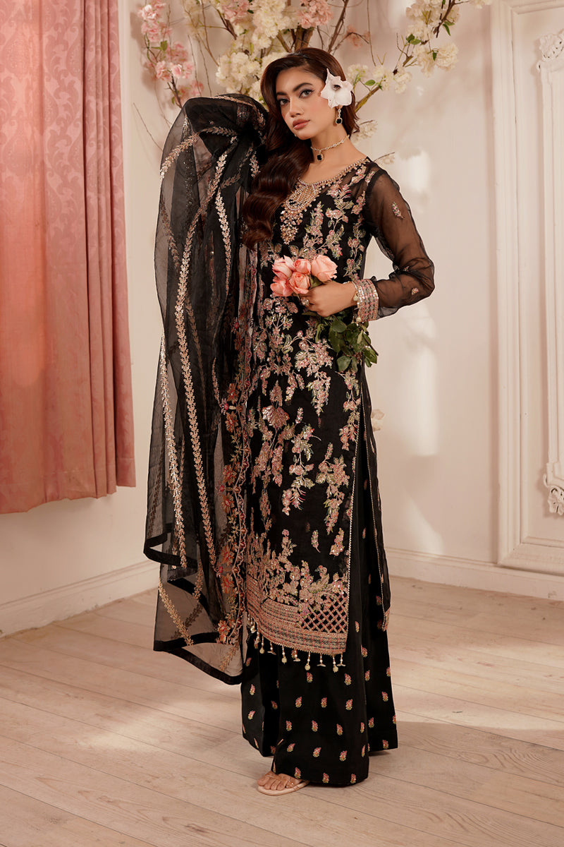 Maryams | Tabeer Luxury Collection | Arzoo Custom Size Black Organza