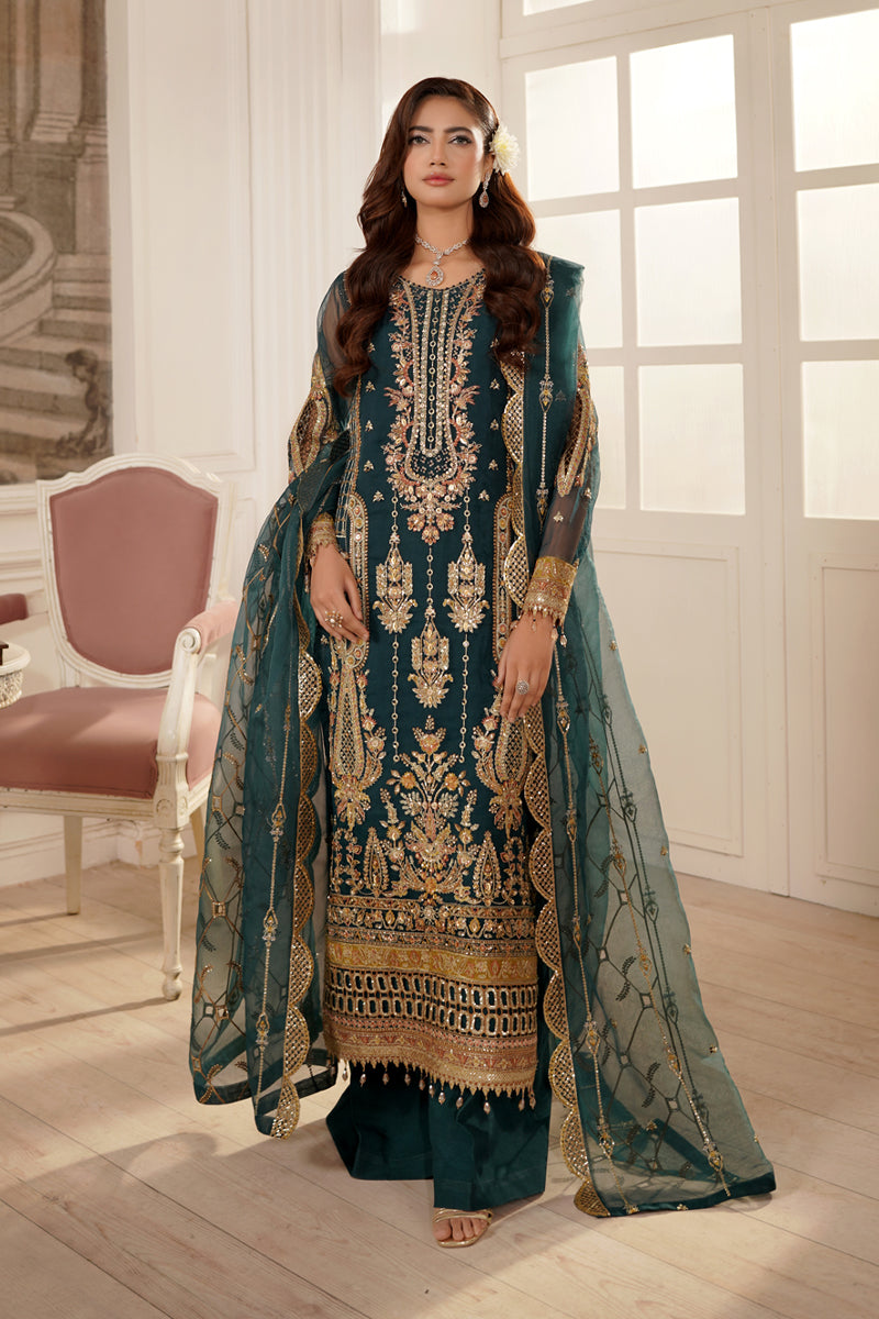 Maryams | Tabeer Luxury Collection | Nayyab XS Teal Green Organza