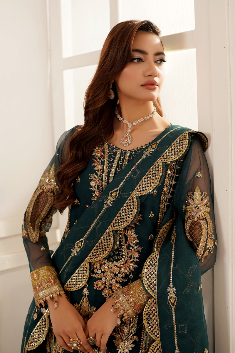 Maryams | Tabeer Luxury Collection | Nayyab L Teal Green Organza