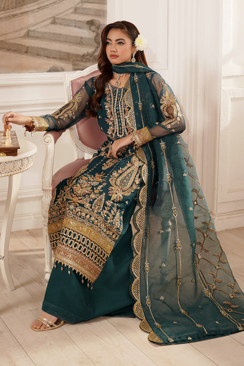 Maryams | Tabeer Luxury Collection | Nayyab M Teal Green Organza