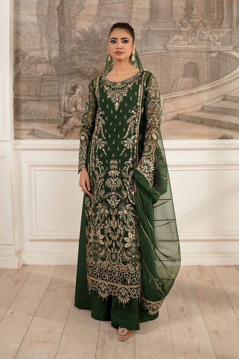 Maryams | Tabeer Luxury Collection | Zahra XS Deep Olive Green Organza