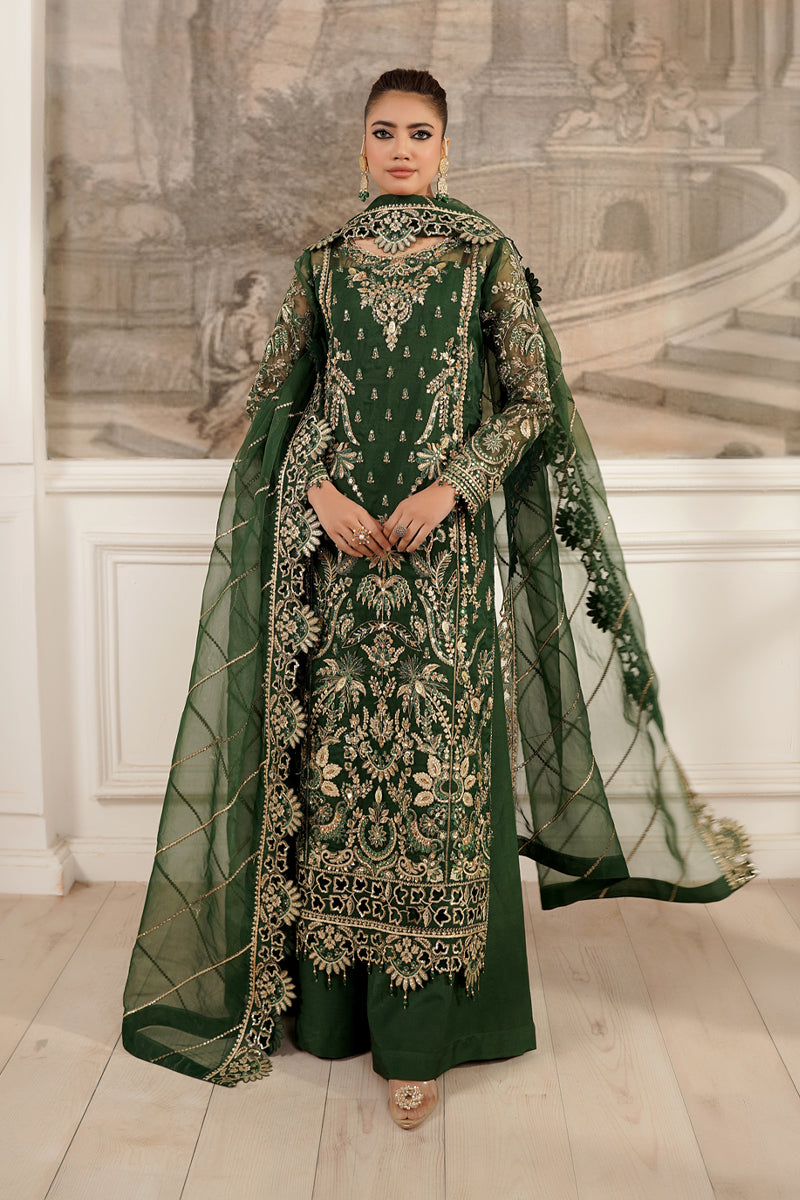Maryams | Tabeer Luxury Collection | Zahra M Deep Olive Green Organza