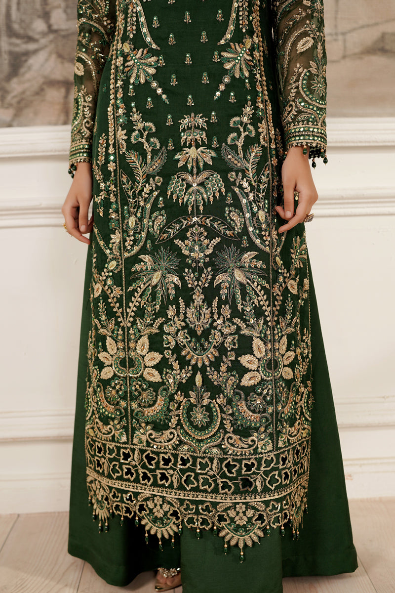 Maryams | Tabeer Luxury Collection | Zahra XL Deep Olive Green Organza