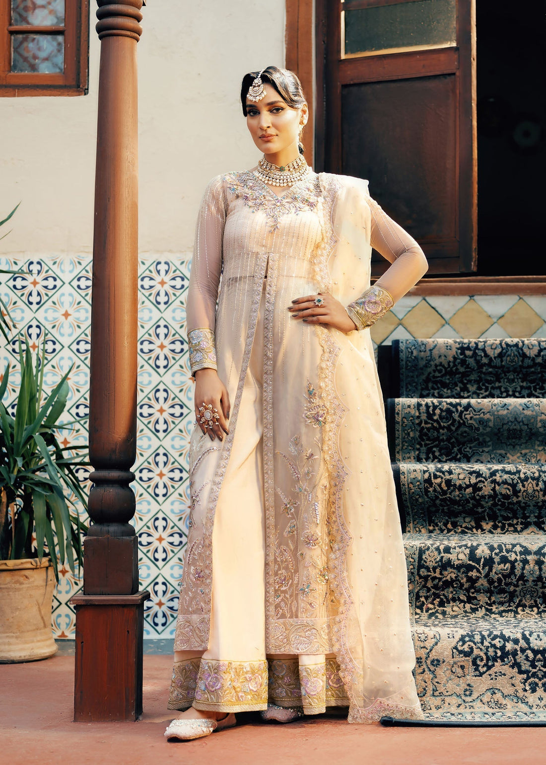 Jamnii | Noor e Nazakat | Noor-e-Subha XS Ivory Organza