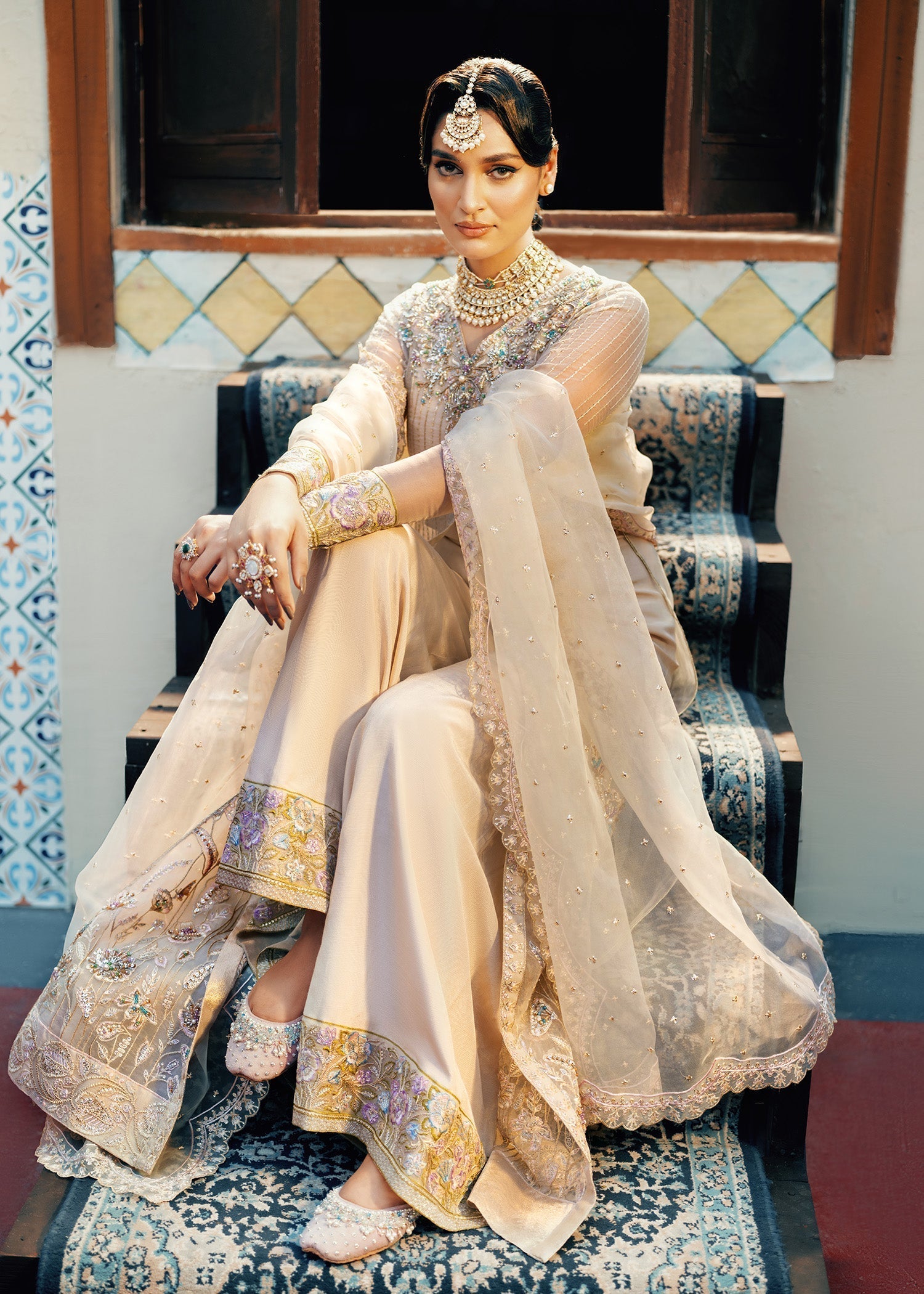 Jamnii | Noor e Nazakat | Noor-e-Subha XL Ivory Organza