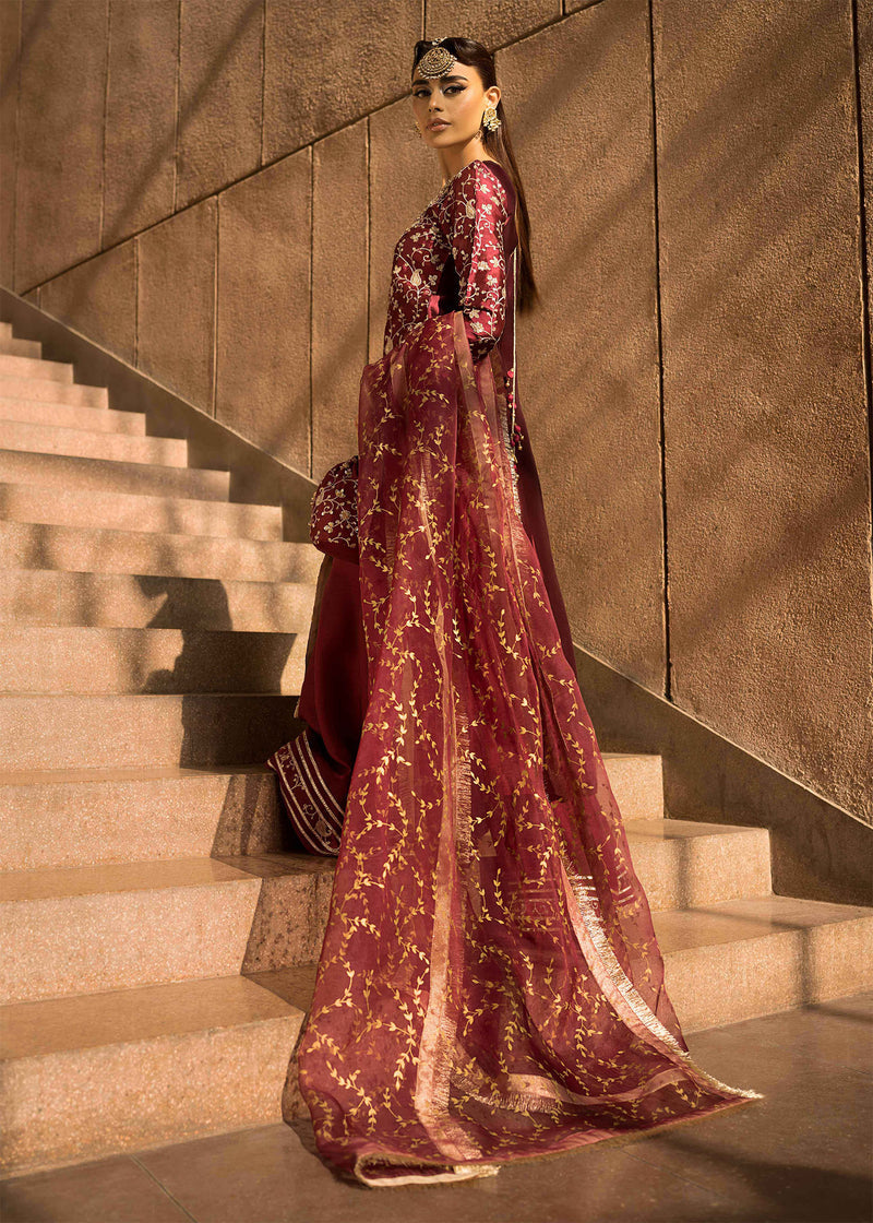Mahum Asad | Dream a Little Dream of Me | Sassy S Maroon Tissue Silk