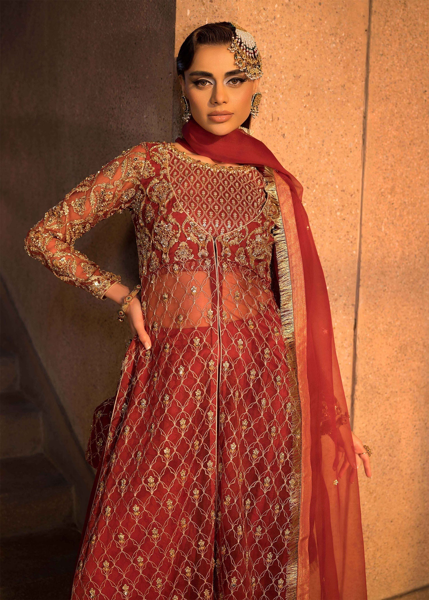 Mahum Asad | Dream a Little Dream of Me | Cherry M Maroon Organza