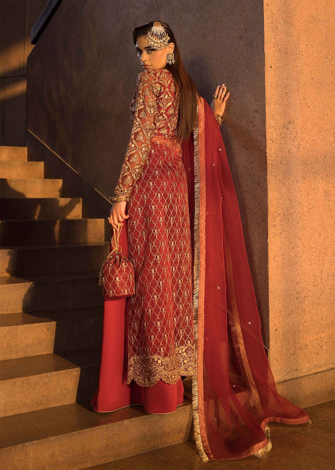 Mahum Asad | Dream a Little Dream of Me | Cherry XS Maroon Organza