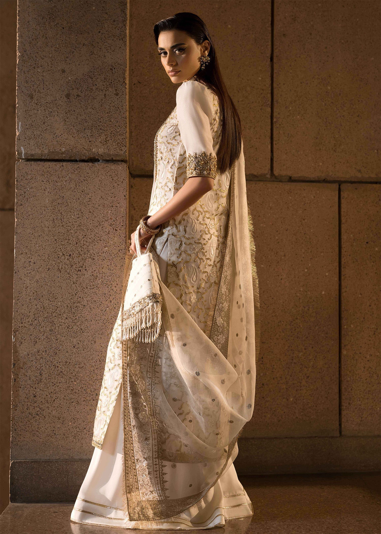 Mahum Asad | Dream a Little Dream of Me | Pearl XL Ivory Organza