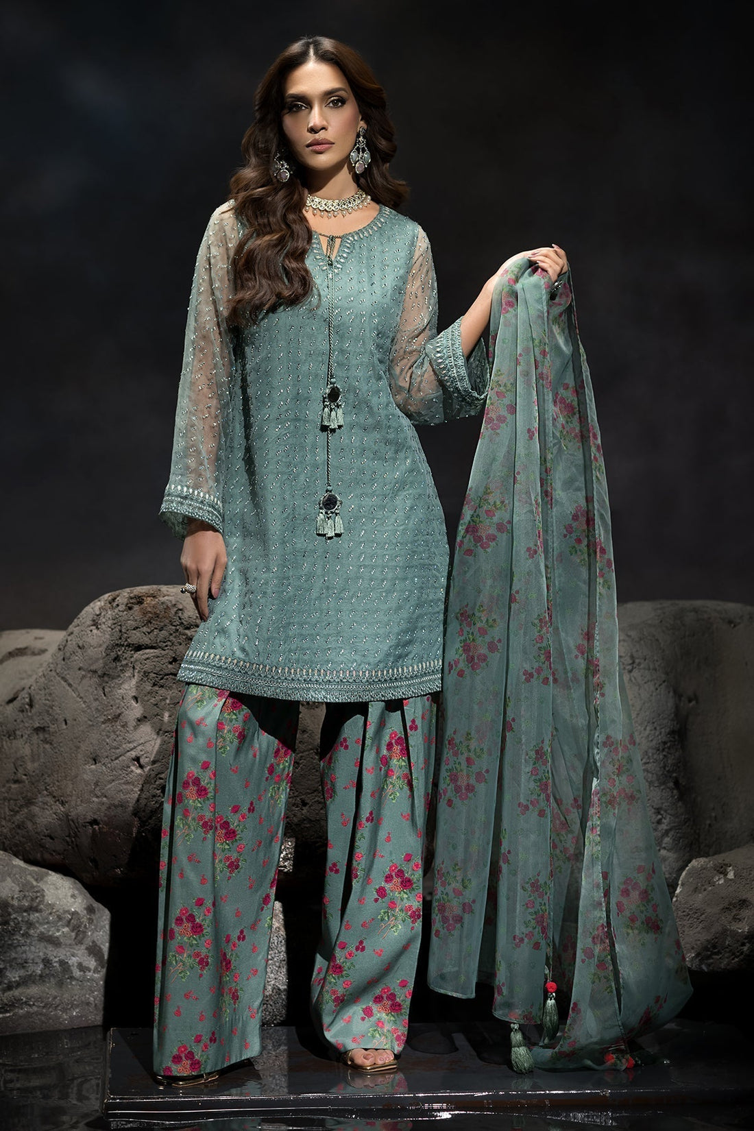 Charizma | Festive Pret | CMA-4-102 S Ice Blue Organza