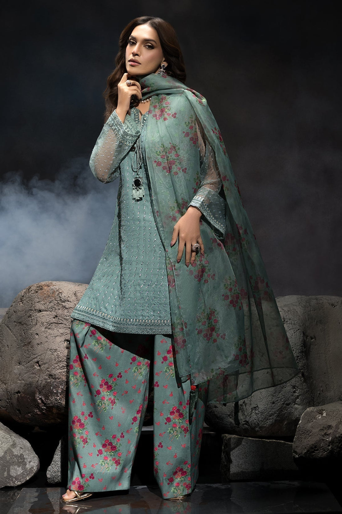 Charizma | Festive Pret | CMA-4-102 S Ice Blue Organza