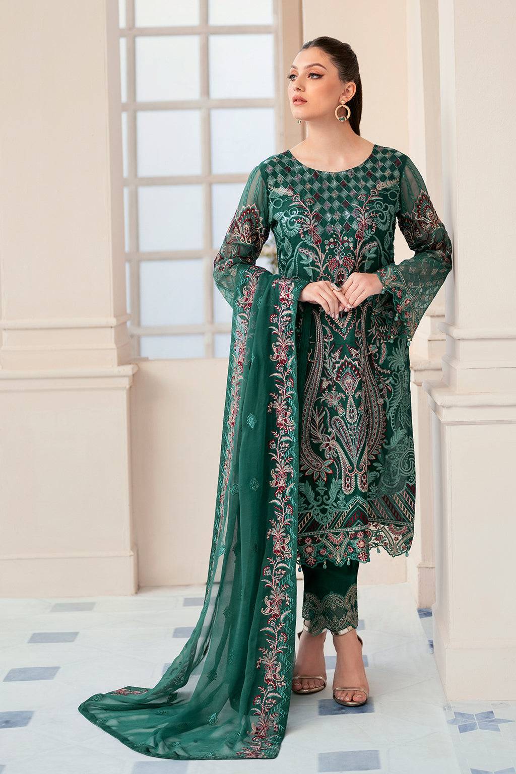 Ramsha | Rangoon Chiffon Collection 24 | D-908 - Pakistani Designer Dress - by Ramsha | Type: Formal - 100% Original at Saira Sultan