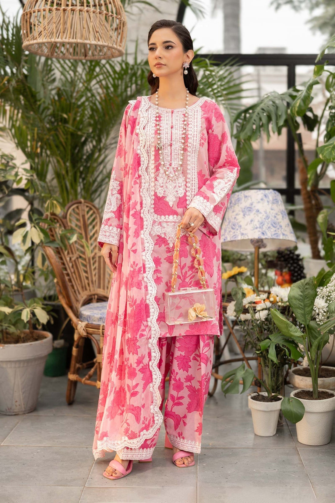 Maria B | Casual Pret 25 | DW-EF25-124 XS Rose Pink Lawn
