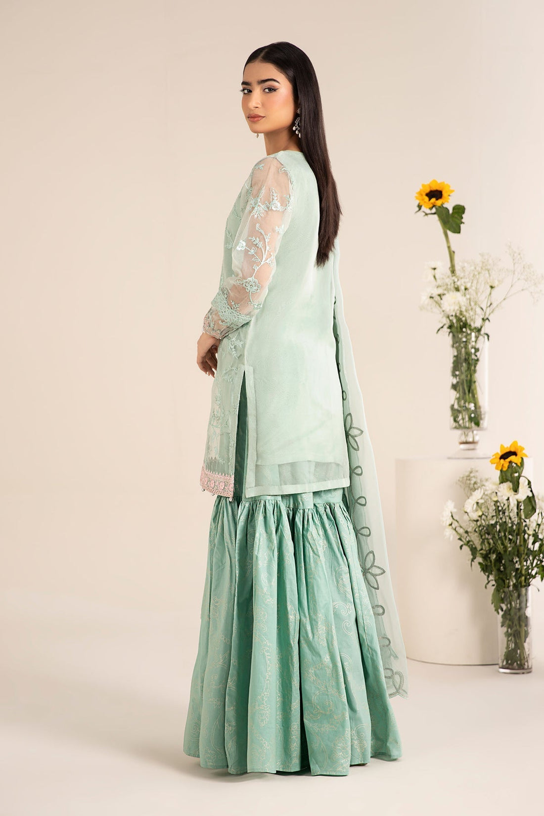 Maria B | Casual Pret 25 | DW-EF25-17 XS Mint Green Organza