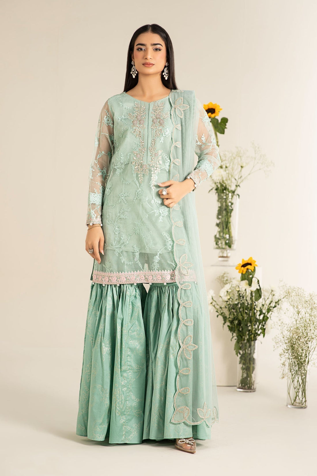 Maria B | Casual Pret 25 | DW-EF25-17 XS Mint Green Organza