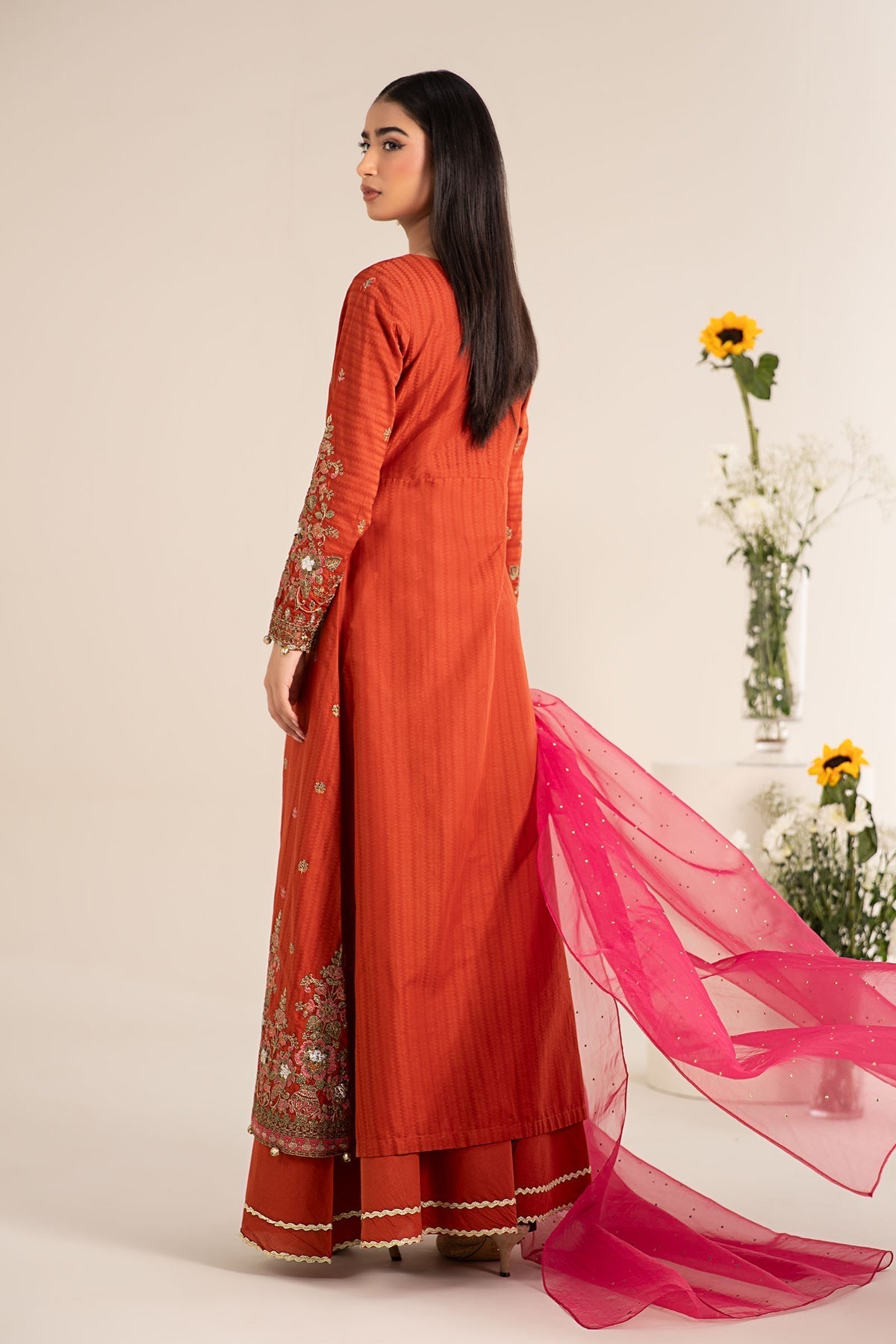 Maria B | Casual Pret 25 | DW-EF25-21 S Burnt Orange Lawn