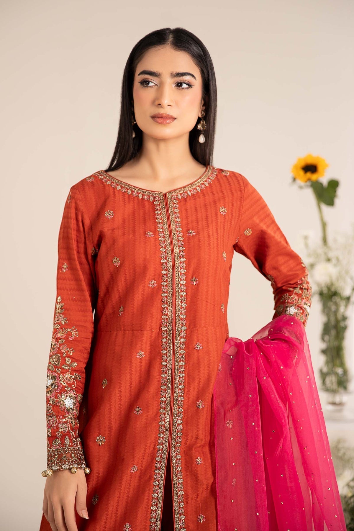 Maria B | Casual Pret 25 | DW-EF25-21 M Burnt Orange Lawn