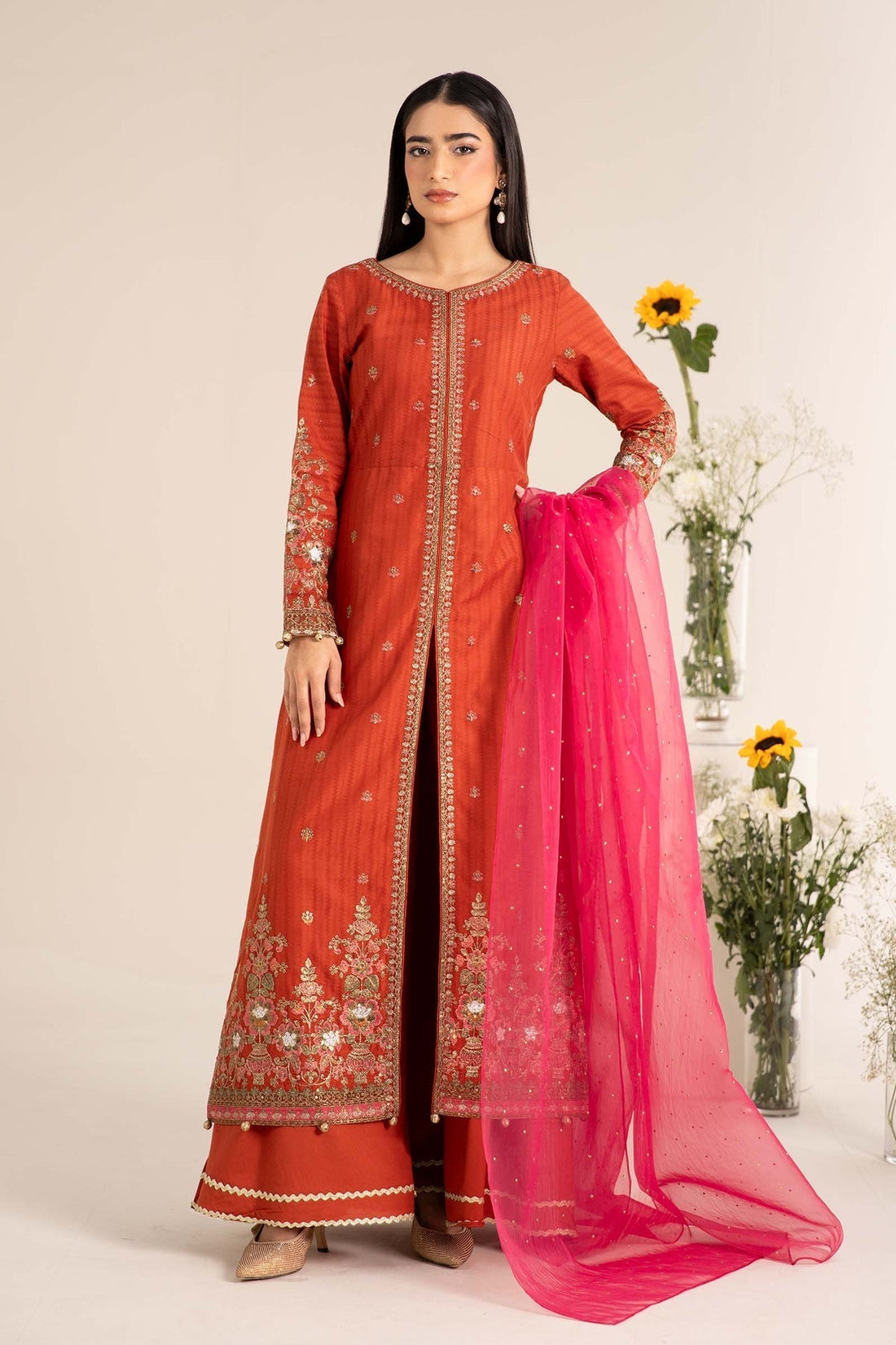 Maria B | Casual Pret 25 | DW-EF25-21 XS Burnt Orange Lawn