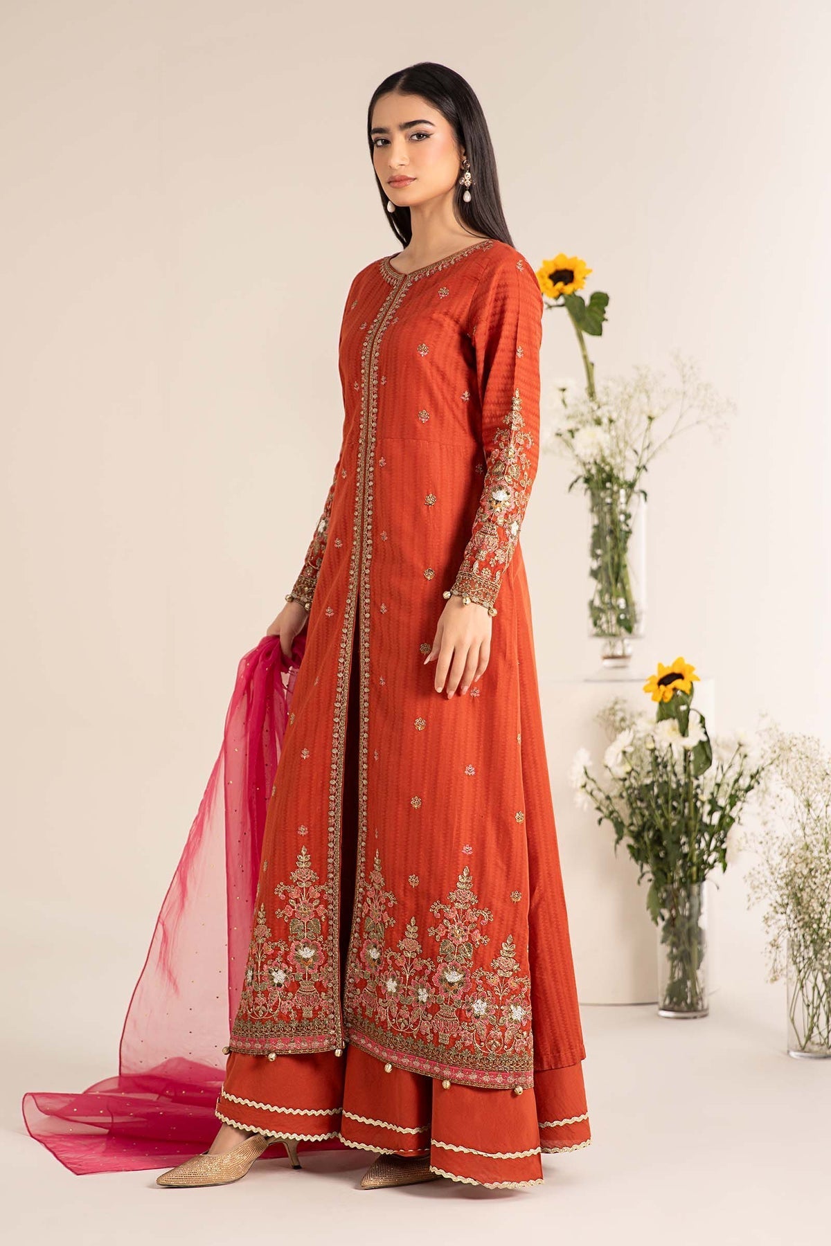 Maria B | Casual Pret 25 | DW-EF25-21 XL Burnt Orange Lawn