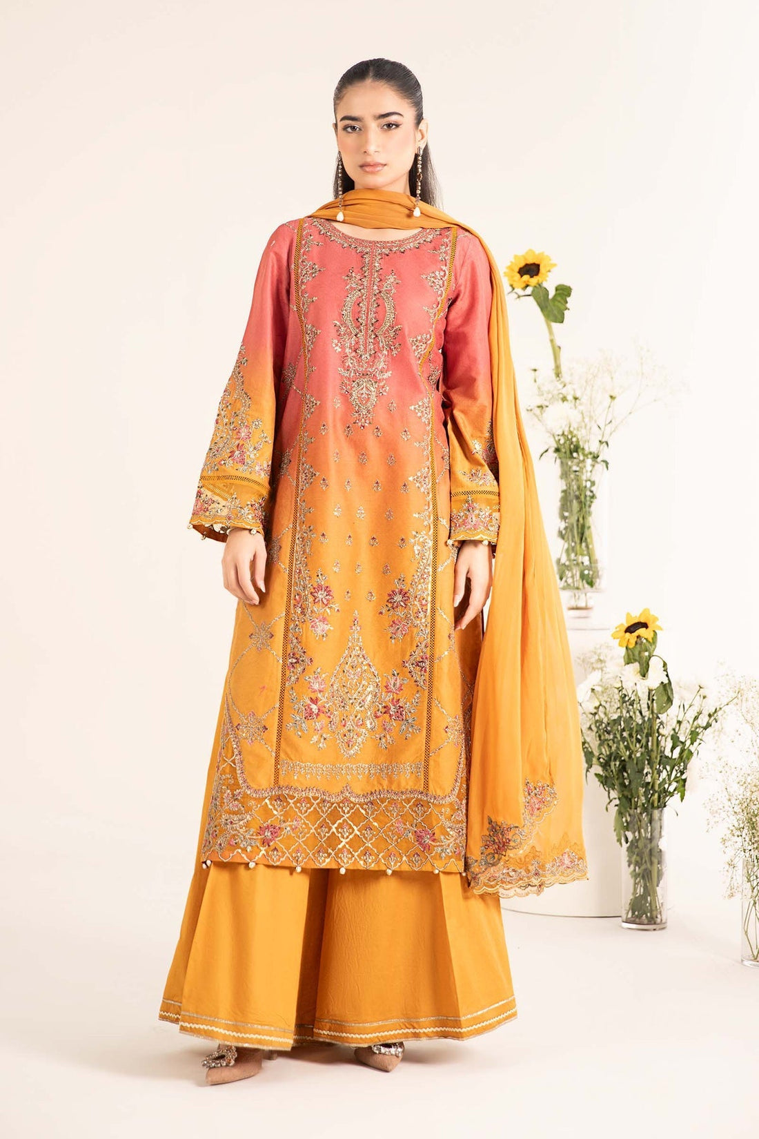 Maria B | Casual Pret 25 | DW-EF25-71 S Mustard Jacquard Lawn