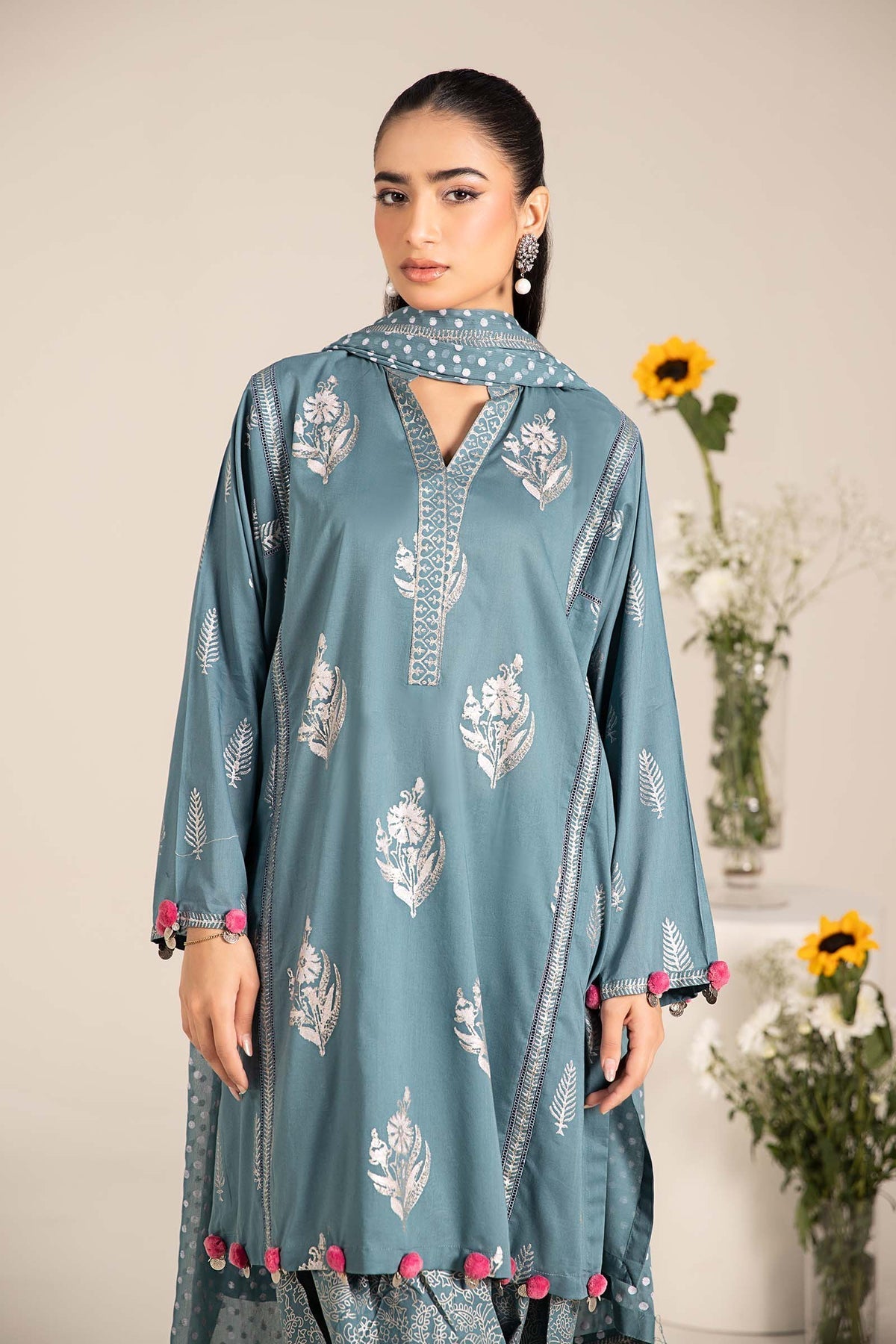 Maria B | Casual Pret 25 | DW-EF25-96 L Blue Gray Lawn