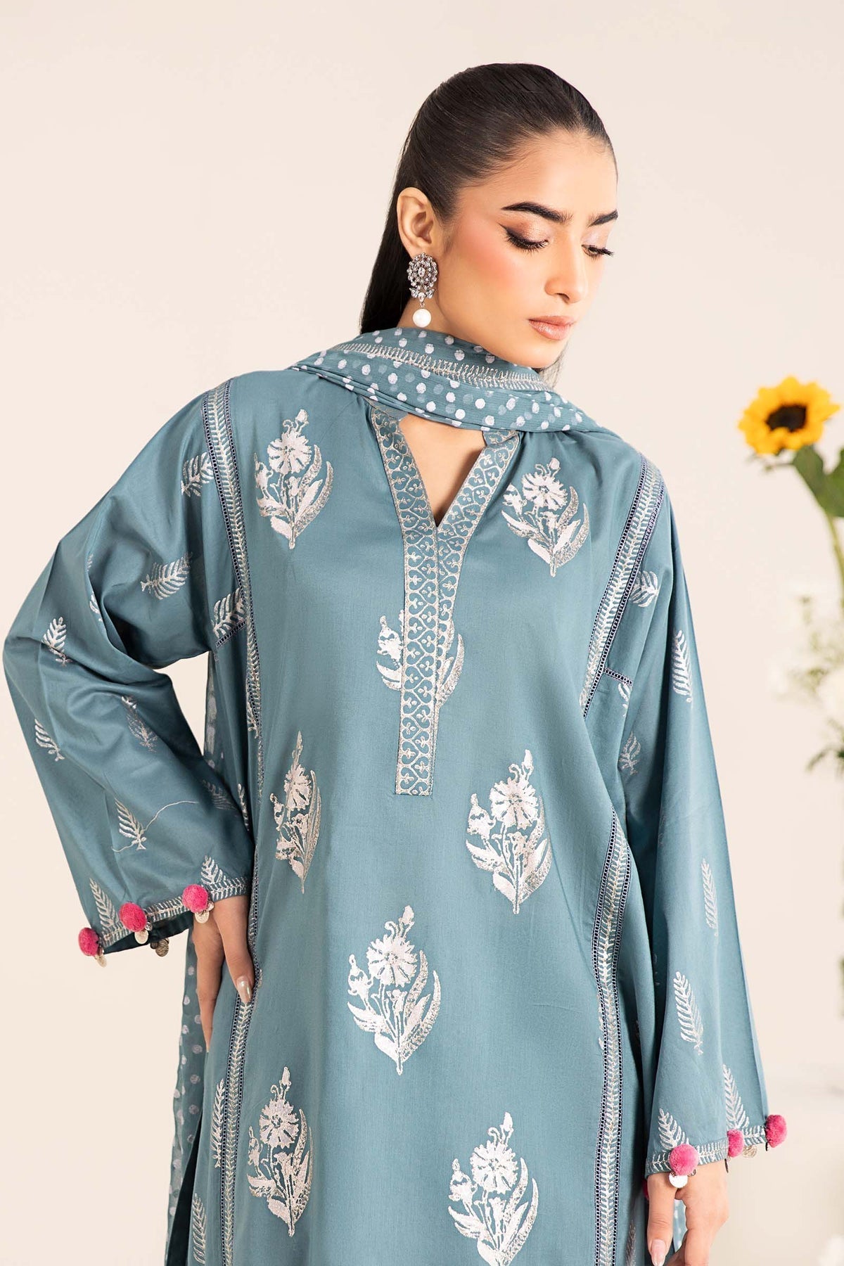 Maria B | Casual Pret 25 | DW-EF25-96 M Blue Gray Lawn