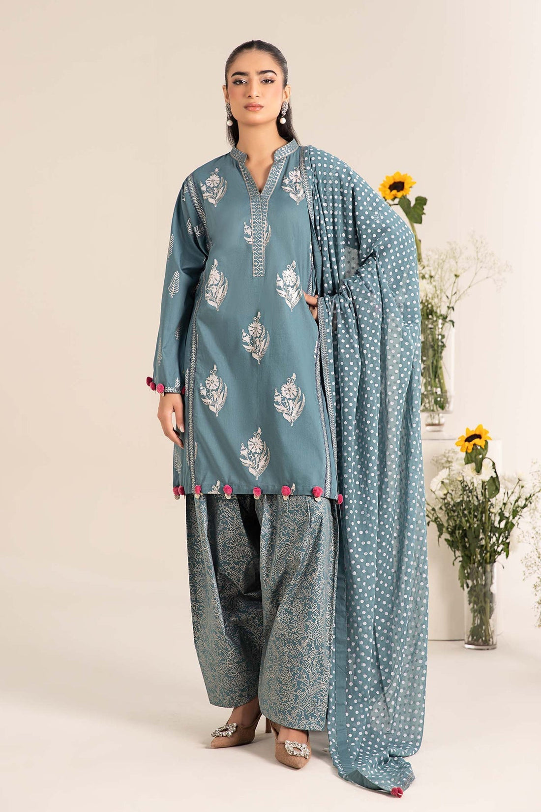 Maria B | Casual Pret 25 | DW-EF25-96 XS Blue Gray Lawn