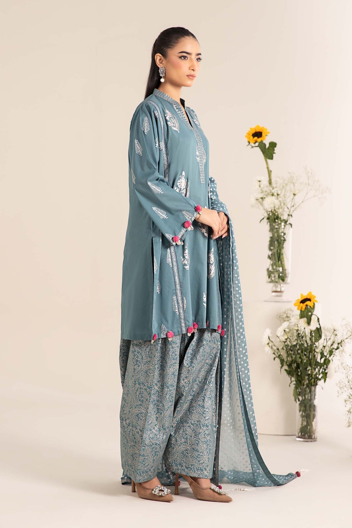 Maria B | Casual Pret 25 | DW-EF25-96 XL Blue Gray Lawn
