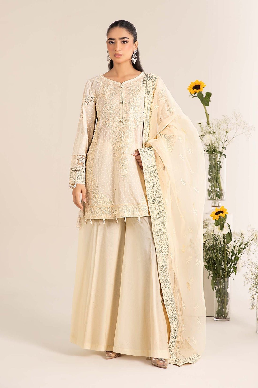 Maria B | Casual Pret 25 | DW-EF25-99 XS Ivory Lawn