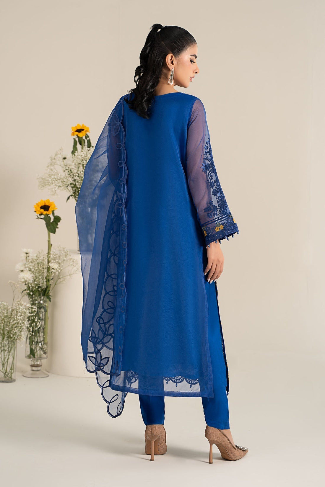 Maria B | Casual Pret 25 | DW-EF25-02 XS Blue Poly Organza