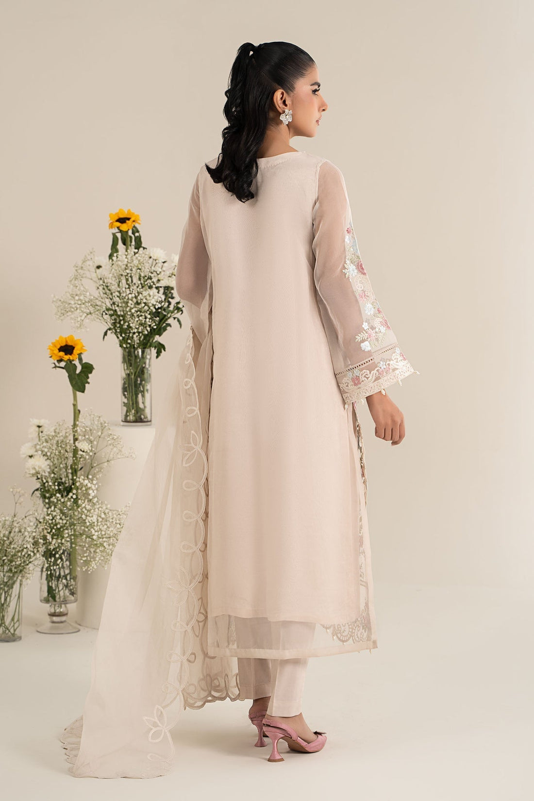 Maria B | Casual Pret 25 | DW-EF25-02 XS Off White Poly Organza