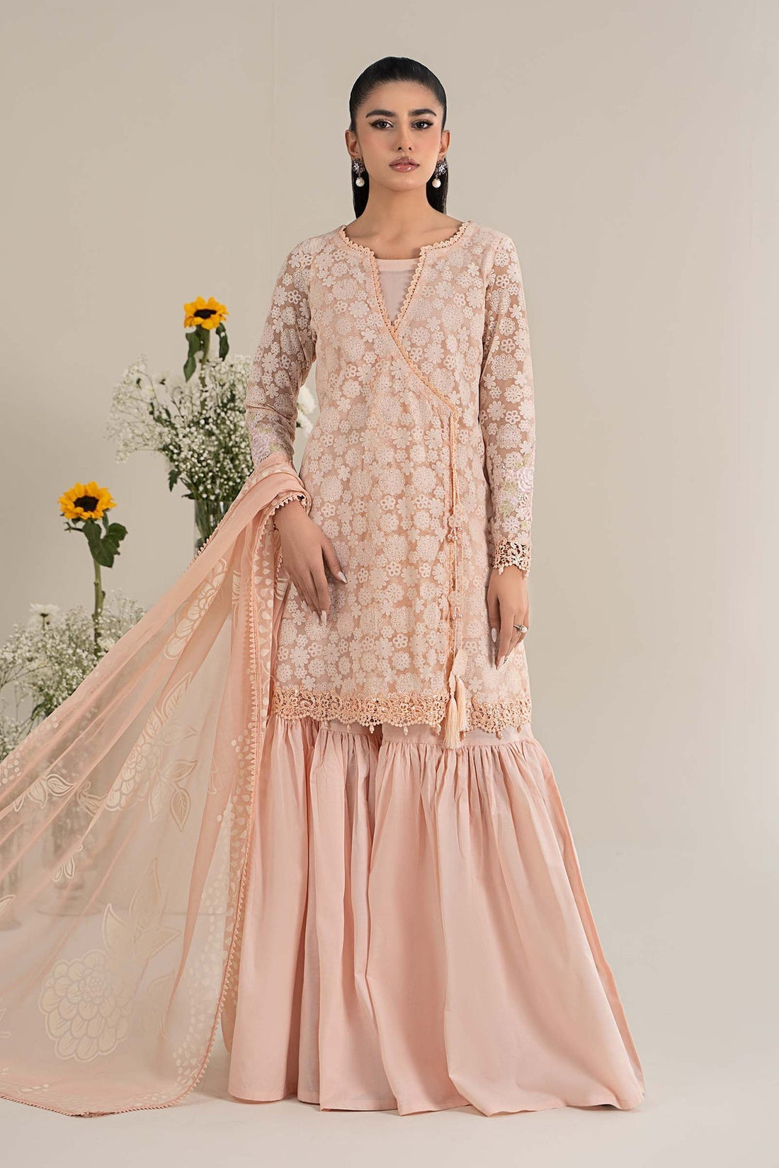 Maria B | Casual Pret 25 | DW-EF25-100 XS Peach Net
